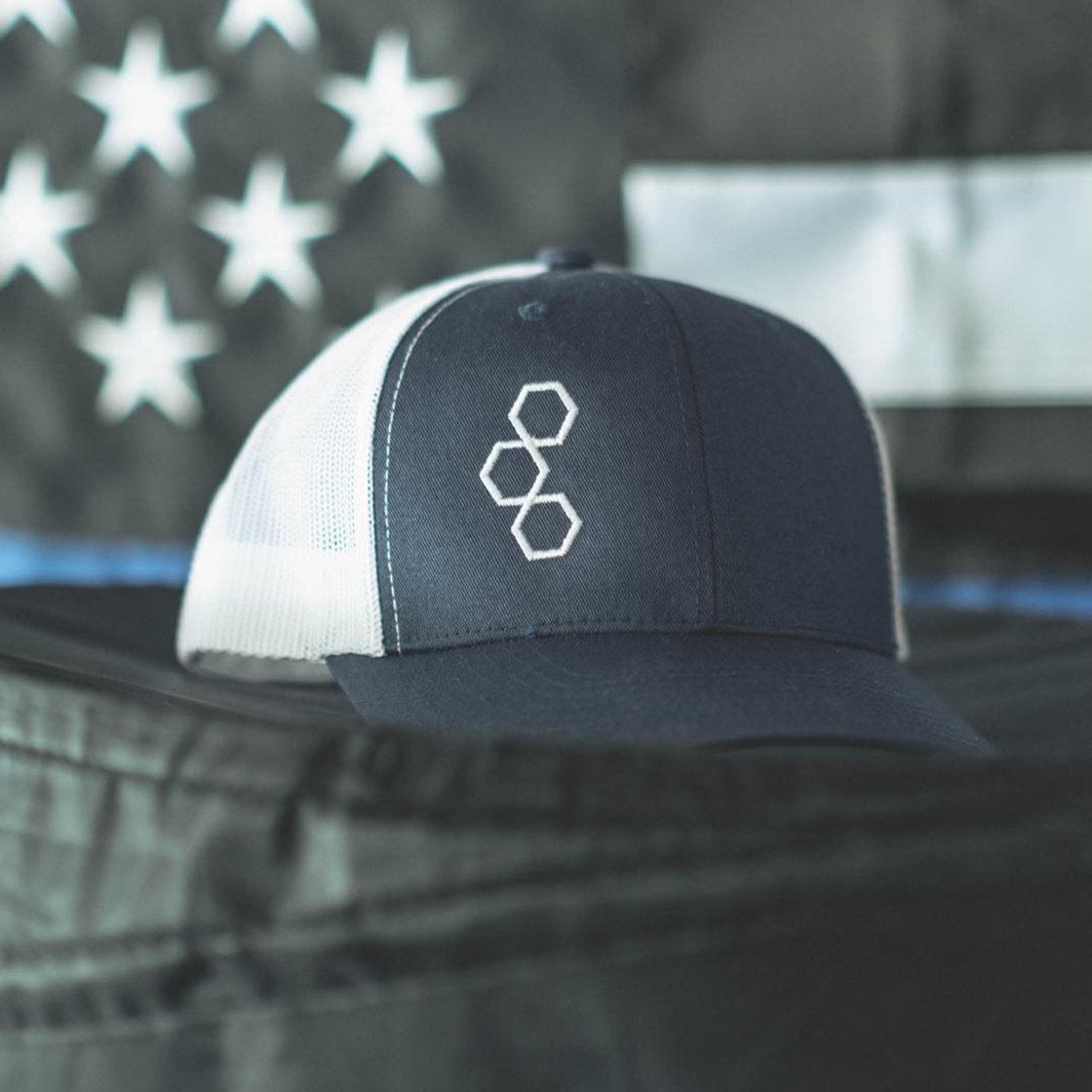 Stitched Cell Trucker Hat, Navy