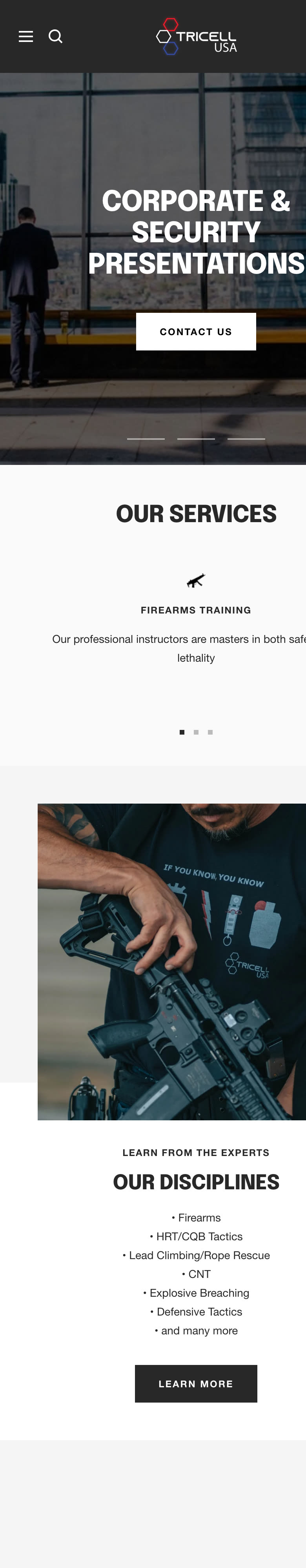 The Tricell USA homepage on a phone